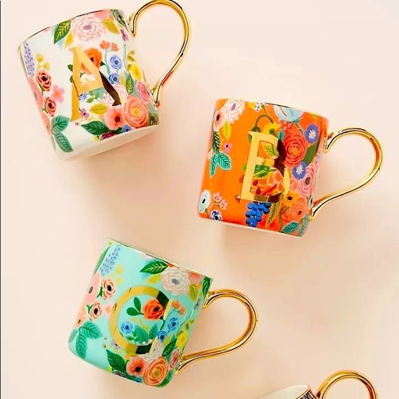 Rifle Paper Co. for Anthropologie Garden Party Monogram Mug Letter U - Picture 1 of 7